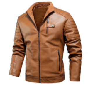 Men’s Tan Quilted Shoulder Leather Jacket