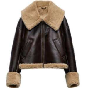 Classic Brown Shearling Aviator Leather Jacket