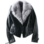 Black Leather Jacket with Luxe Faux Fur Collar