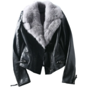 Black Leather Jacket with Luxe Faux Fur Collar