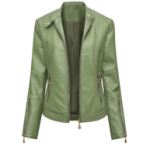 Olive Green Women’s Faux Leather Moto Jacket